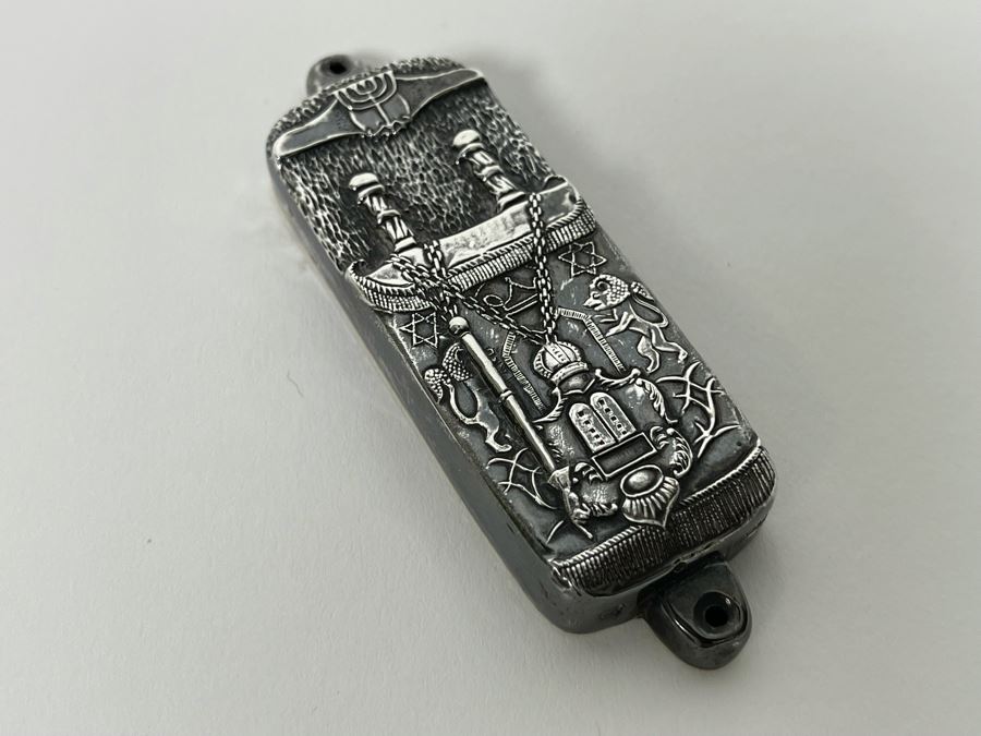 Henryk Winograd Jewish Mezuzah Case With Parchment .999 Silver 34.9g [Photo 5]