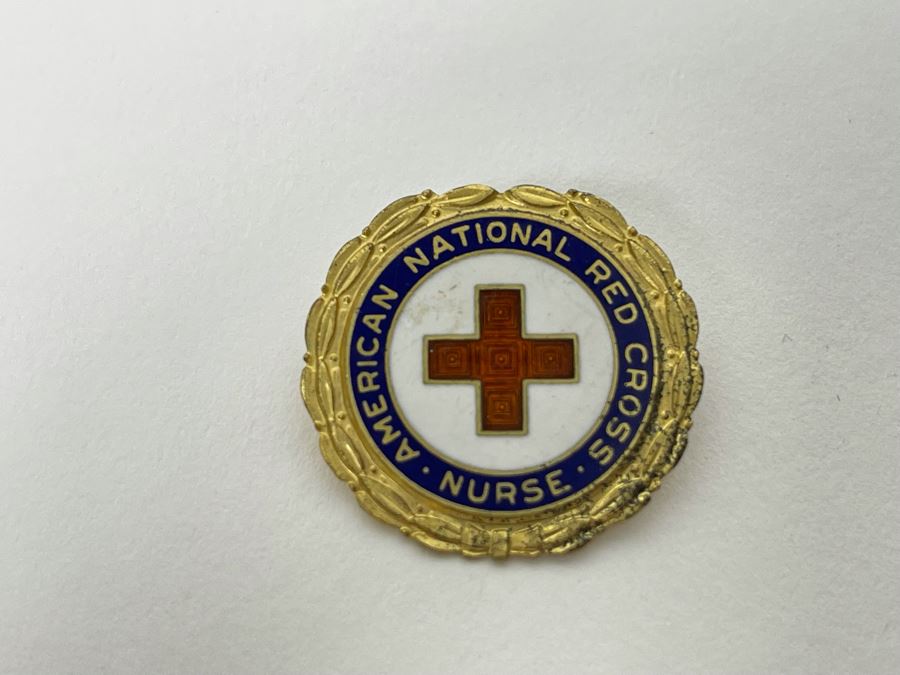 Vintage Sterling Silver Enamel American National Red Cross Nurse Pin 5.5g [Photo 3]