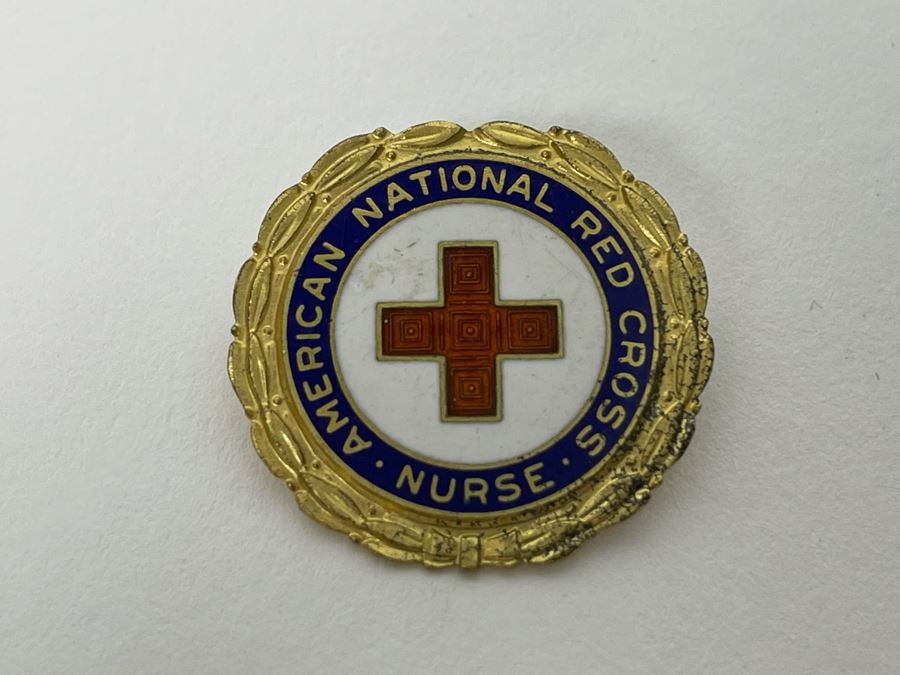 Vintage Sterling Silver Enamel American National Red Cross Nurse Pin 5.5g [Photo 2]