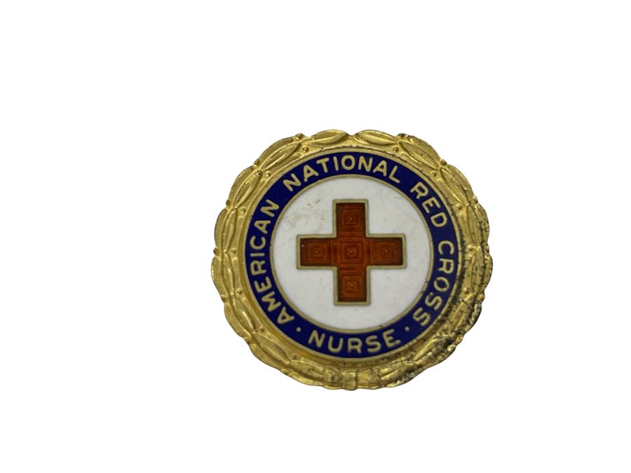 Vintage Sterling Silver Enamel American National Red Cross Nurse Pin 5.5g