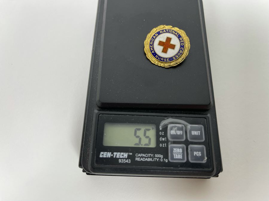 Vintage Sterling Silver Enamel American National Red Cross Nurse Pin 5.5g [Photo 5]