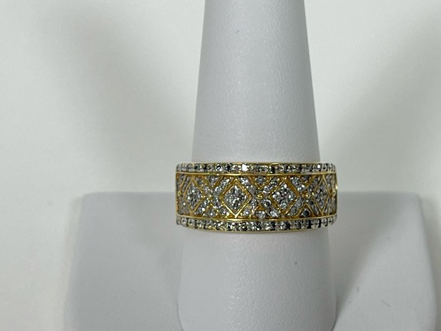 14K Gold Diamond Ring Size 10.5 5.8g [Photo 5]