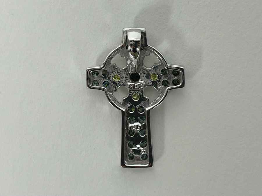 14K Gold Blue / Yellow Diamond Cross Pendant 3.1g [Photo 7]