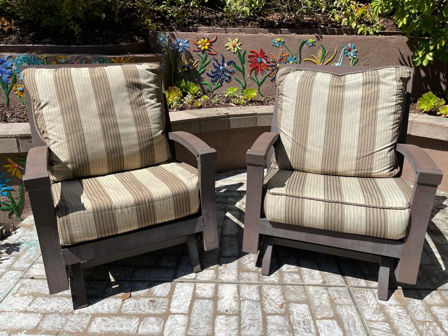 Pair Of Aluminum Outdoor Rocking Armchairs 31W X 29D X 39H [Photo 2]