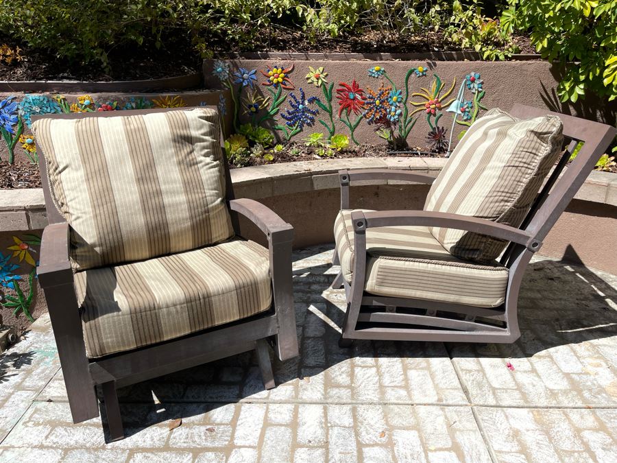 Pair Of Aluminum Outdoor Rocking Armchairs 31W X 29D X 39H [Photo 5]