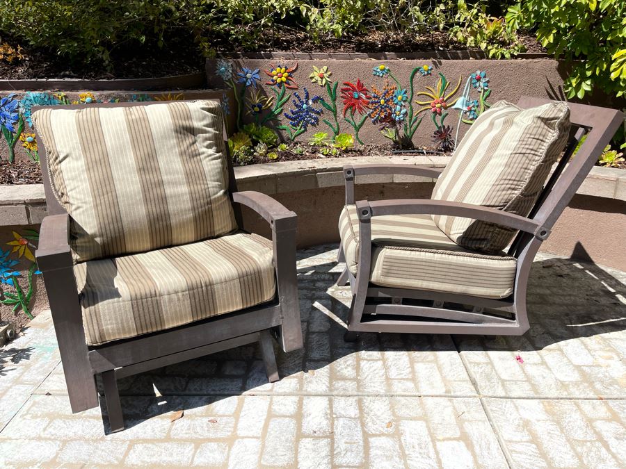 Pair Of Aluminum Outdoor Rocking Armchairs 31W X 29D X 39H [Photo 4]