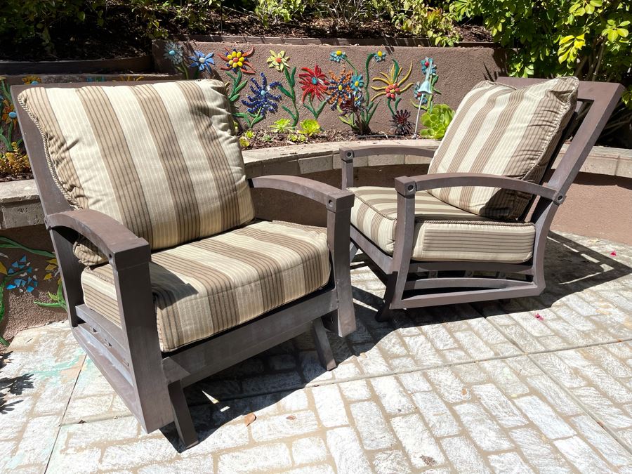 Pair Of Aluminum Outdoor Rocking Armchairs 31W X 29D X 39H [Photo 6]