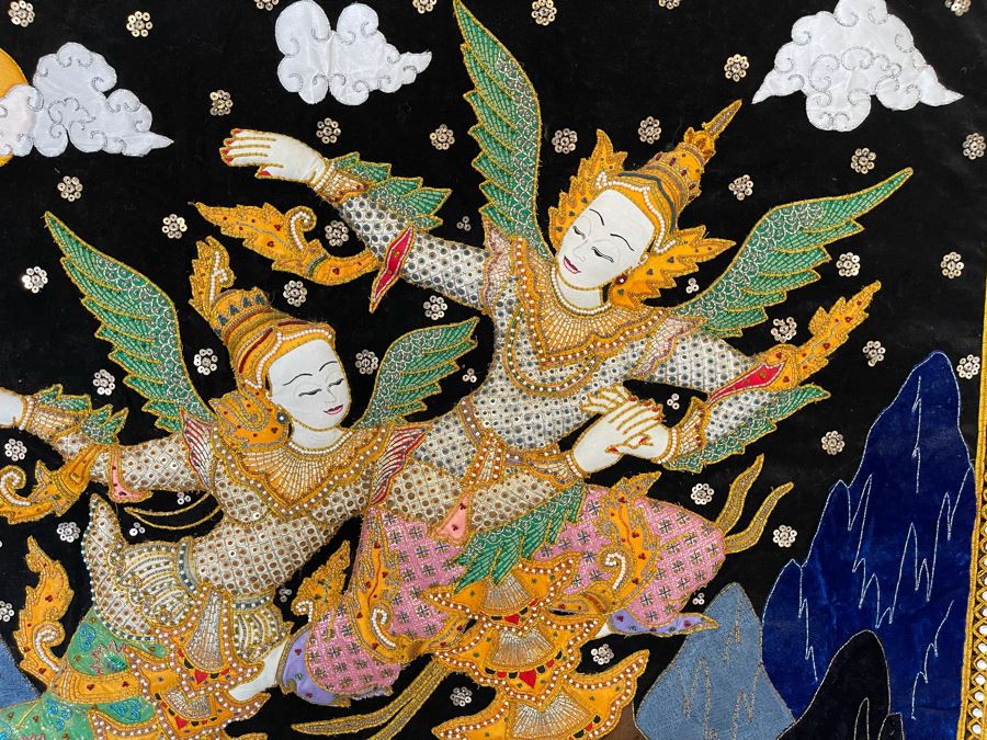 Thai Sequin Tapestry Wall Hanging 40.5 X 32 [Photo 6]