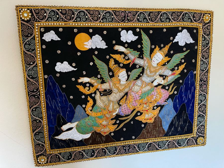 Thai Sequin Tapestry Wall Hanging 40.5 X 32 [Photo 3]