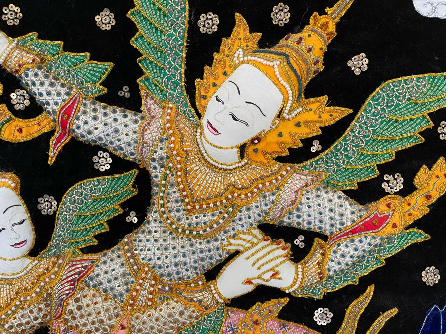Thai Sequin Tapestry Wall Hanging 40.5 X 32 [Photo 7]
