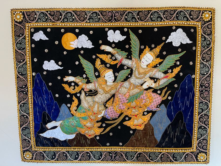 Thai Sequin Tapestry Wall Hanging 40.5 X 32 [Photo 2]