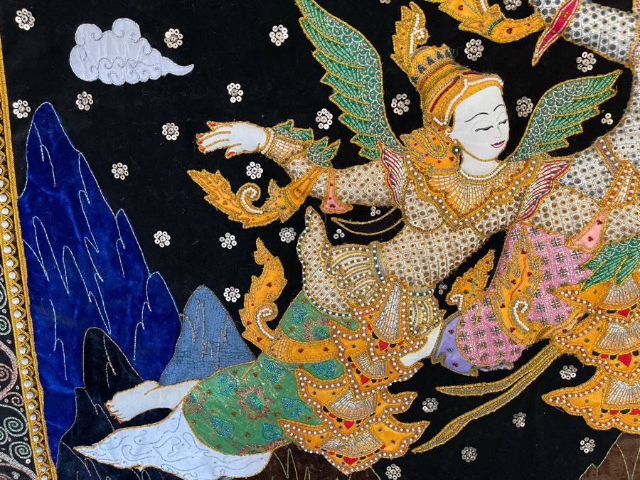 Thai Sequin Tapestry Wall Hanging 40.5 X 32 [Photo 5]