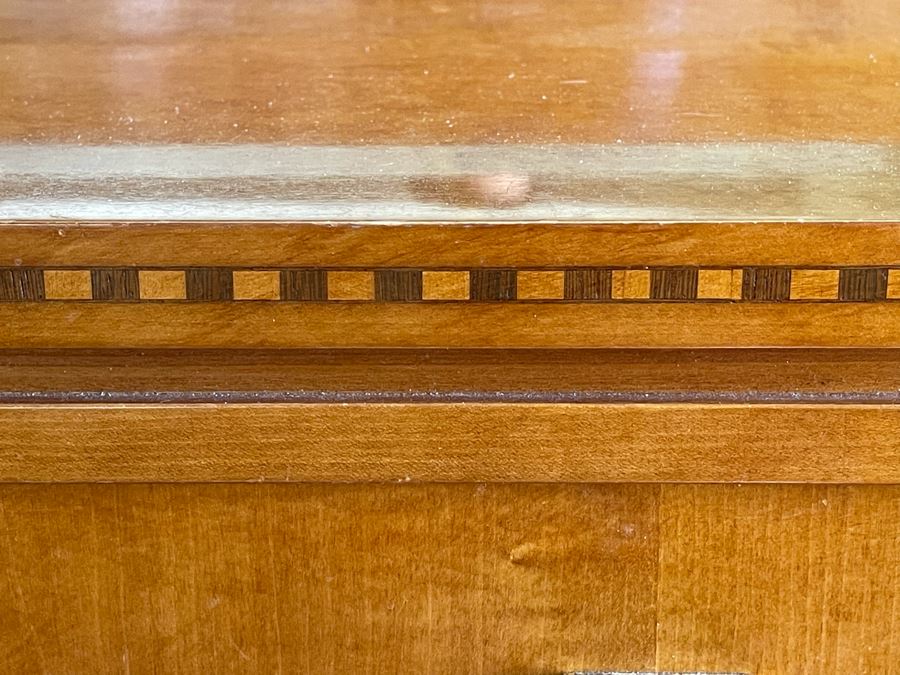 Hickory White Inlaid Chest Of Drawers Dresser With Mirror 74W X 19D X 32H [Photo 8]