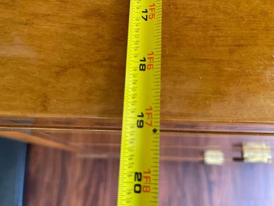 Hickory White Inlaid Chest Of Drawers Dresser With Mirror 74W X 19D X 32H [Photo 17]