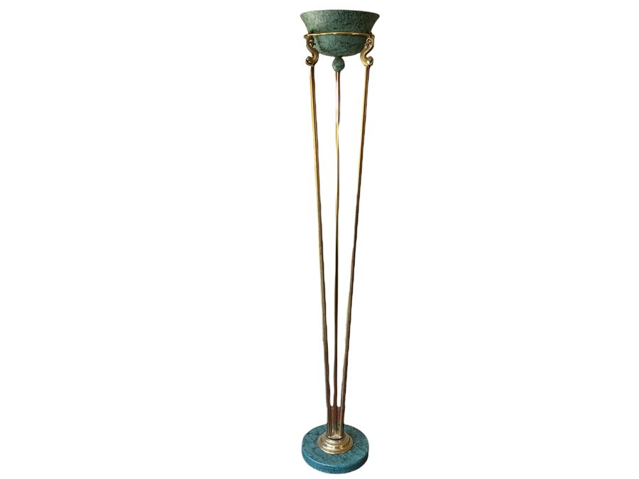 Floor Lamp With Brass Dolphin Design 
