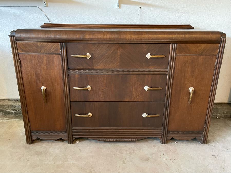 Vintage Wooden Buffet Sideboard Cabinet 60W X 20D X 38H