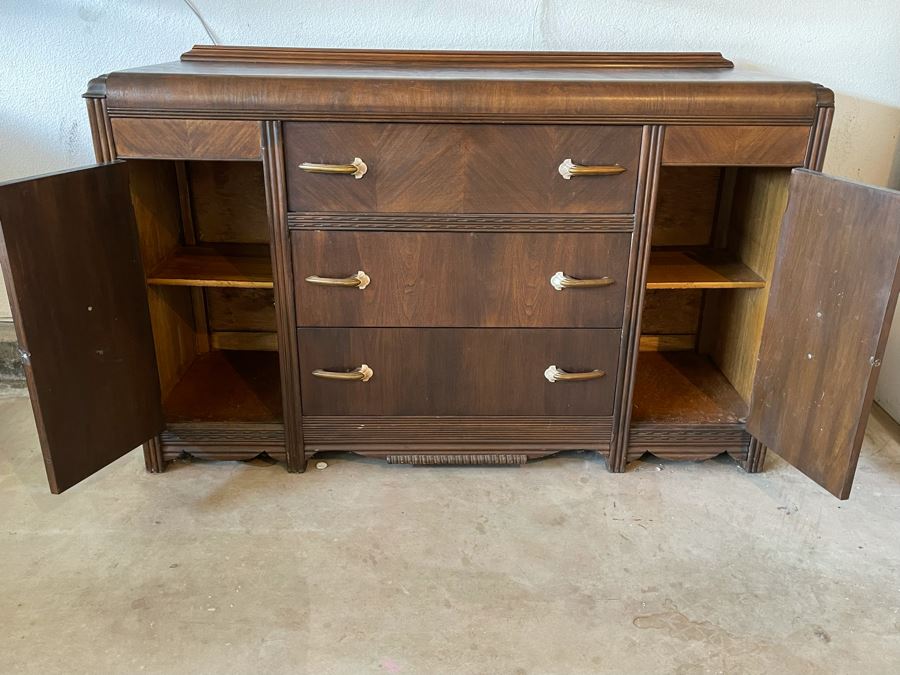 Vintage Wooden Buffet Sideboard Cabinet 60W X 20D X 38H