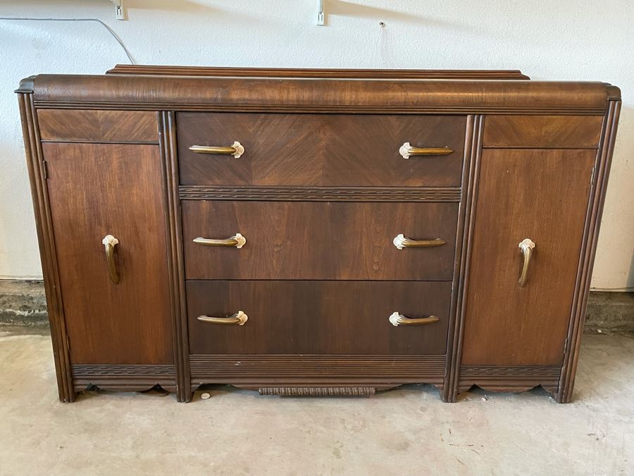 Vintage Wooden Buffet Sideboard Cabinet 60W X 20D X 38H [Photo 3]