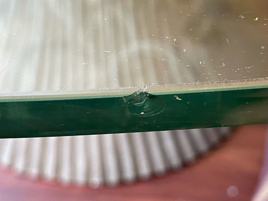 Vintage McGuire Rattan Bamboo Wheat Sheaf Pedetal Table With Glass Top (Slight Chip In Glass - See Photos) And Five Slipper Chairs [Photo 10]