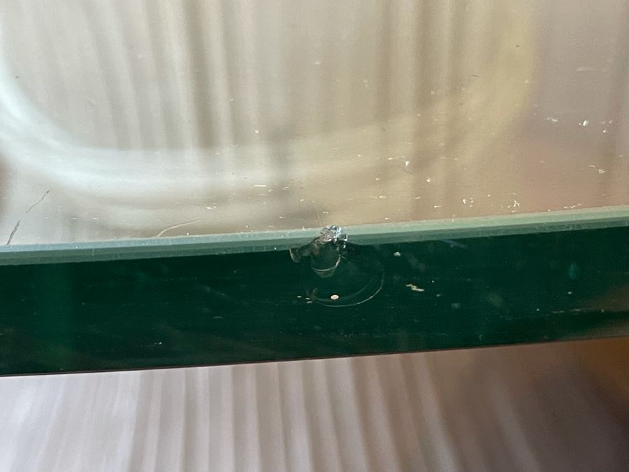 Vintage McGuire Rattan Bamboo Wheat Sheaf Pedetal Table With Glass Top (Slight Chip In Glass - See Photos) And Five Slipper Chairs [Photo 11]