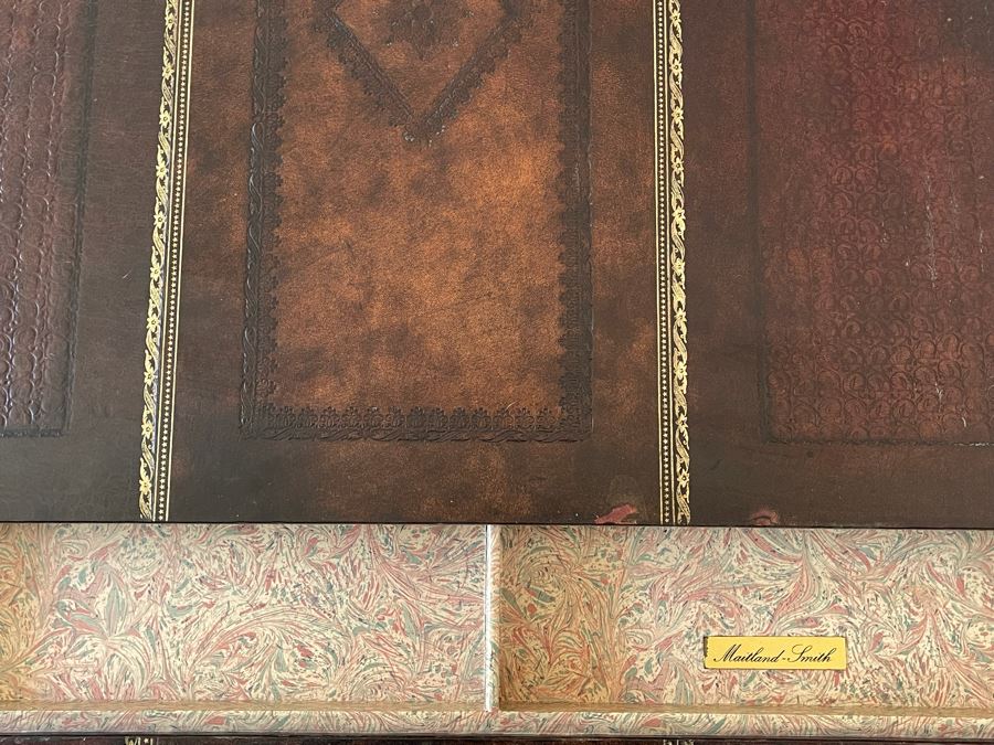 Maitland-Smith Stacked Leather Books Coffee Table With Drawers Estimate $2,000 [Photo 8]