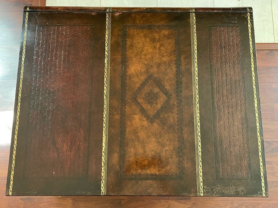 Maitland-Smith Stacked Leather Books Coffee Table With Drawers Estimate $2,000 [Photo 6]