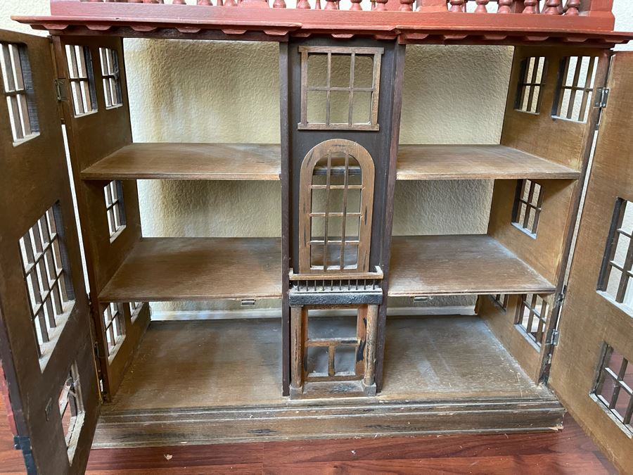 Vintage Hand Crafted Wooden Doll House - Can Be Used As A Side Table 30W X 11.5D X 26H [Photo 8]