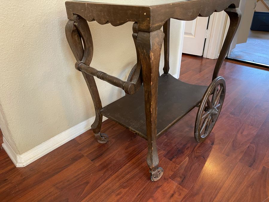 Antique Wooden Tea Cart 28W X 16D X 28H [Photo 7]