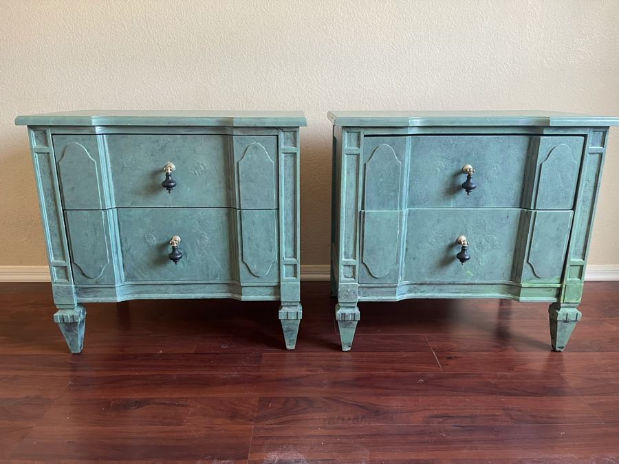Pair Of Shabby Chic Nightstands By Sherrill Furniture 25.5W X 16D X 24.5H [Photo 3]