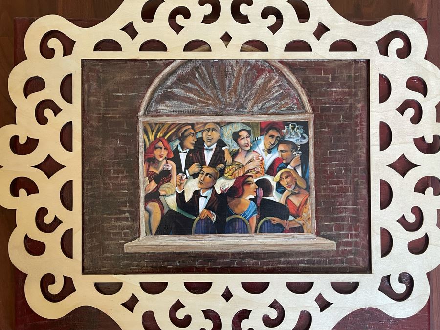 Mixed Media Artwork With Intricatley Cut Wooden Ornamental Frame 22.5 X 17.5 [Photo 3]