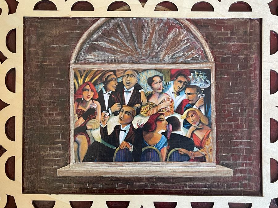 Mixed Media Artwork With Intricatley Cut Wooden Ornamental Frame 22.5 X 17.5 [Photo 4]