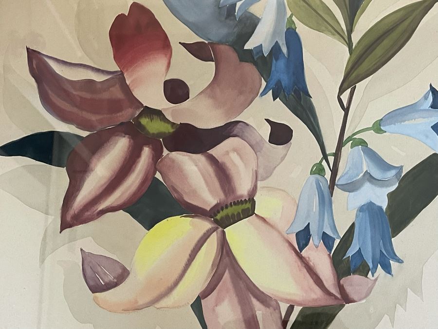 Signed Vintage Original Floral Watercolor Painting Framed 19.5 X 19.5 [Photo 5]