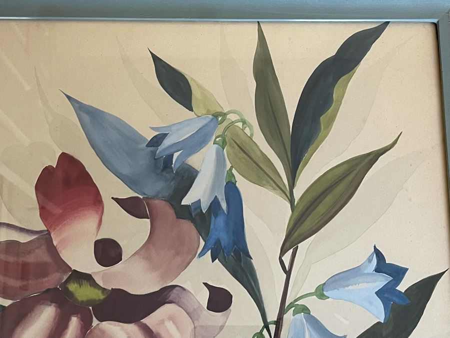 Signed Vintage Original Floral Watercolor Painting Framed 19.5 X 19.5 [Photo 6]