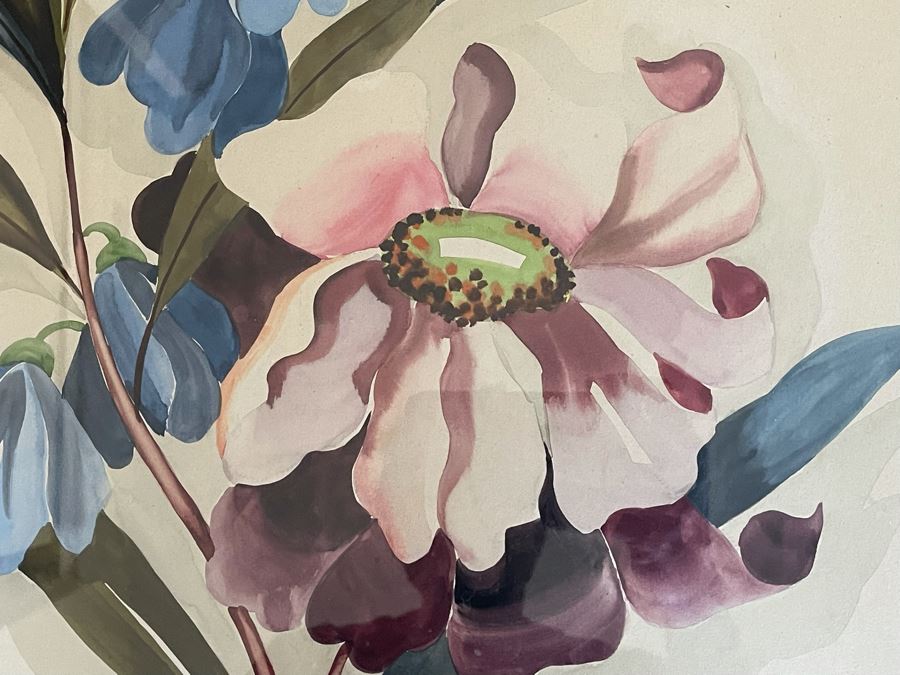 Signed Vintage Original Floral Watercolor Painting Framed 19.5 X 19.5 [Photo 5]