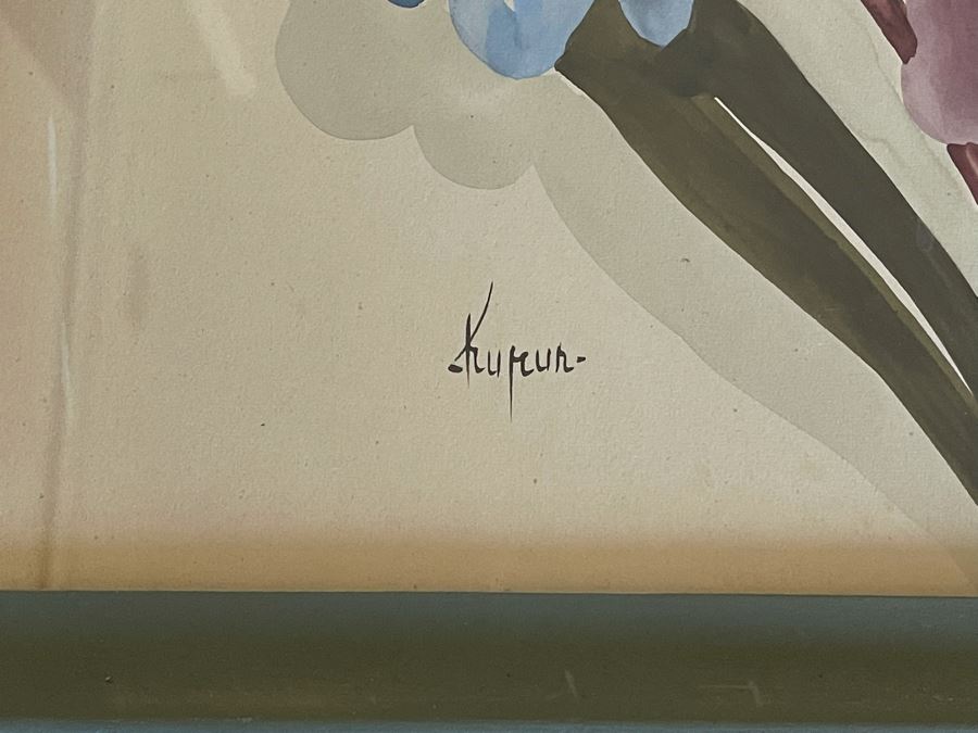 Signed Vintage Original Floral Watercolor Painting Framed 19.5 X 19.5 [Photo 6]