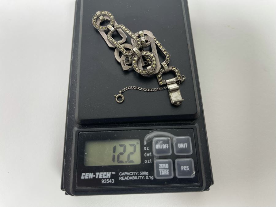 Vintage Sterling Silver Marcasite 7' Bracelet 12.2g [Photo 8]