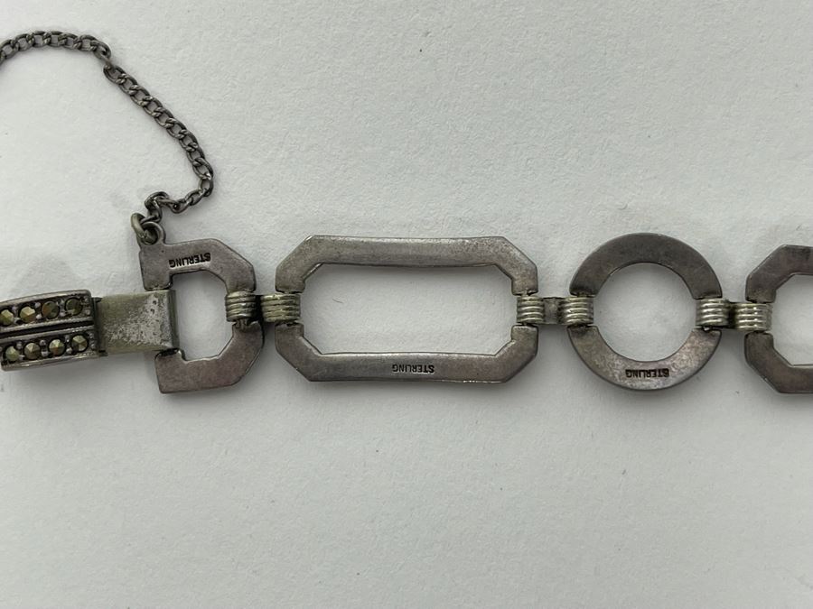 Vintage Sterling Silver Marcasite 7' Bracelet 12.2g [Photo 6]