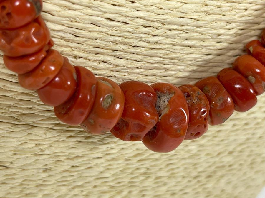 Vintage Organic Red Coral Beaded 24' Necklace 68.9g [Photo 5]