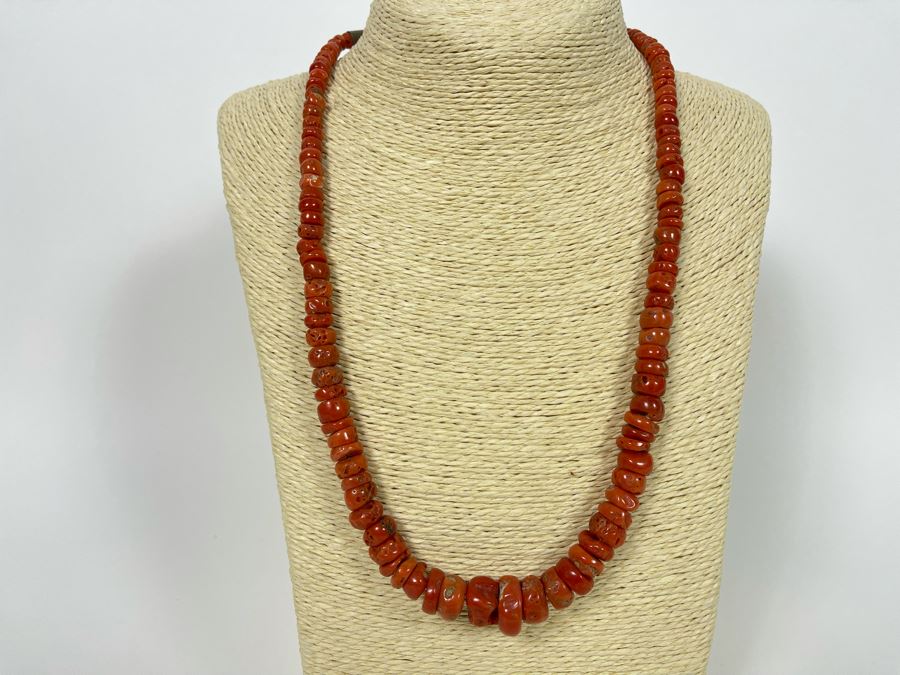 Vintage Organic Red Coral Beaded 24' Necklace 68.9g [Photo 3]