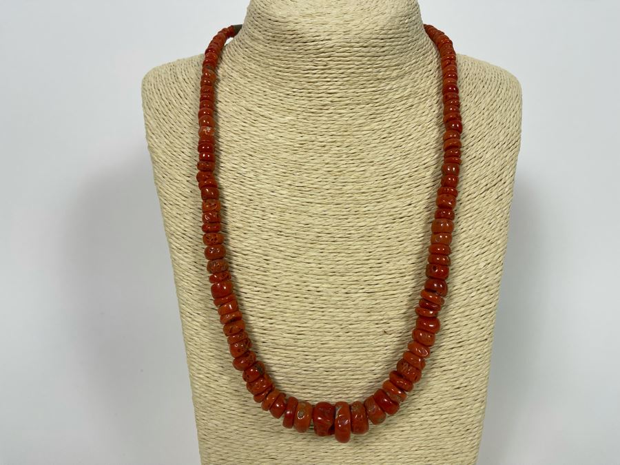 Vintage Organic Red Coral Beaded 24' Necklace 68.9g [Photo 2]