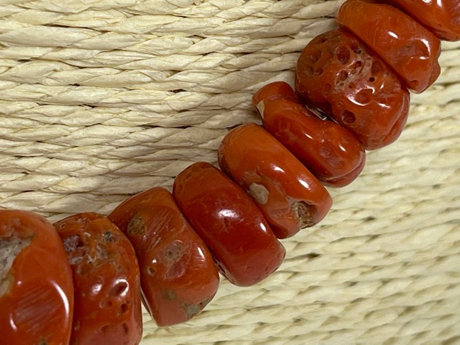 Vintage Organic Red Coral Beaded 24' Necklace 68.9g [Photo 7]