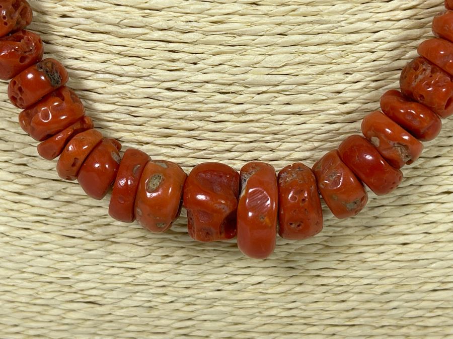 Vintage Organic Red Coral Beaded 24' Necklace 68.9g [Photo 4]