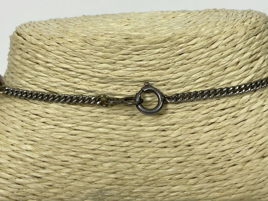 Vintage Turquoise Sterling Silver Clasp 17' Necklace [Photo 6]