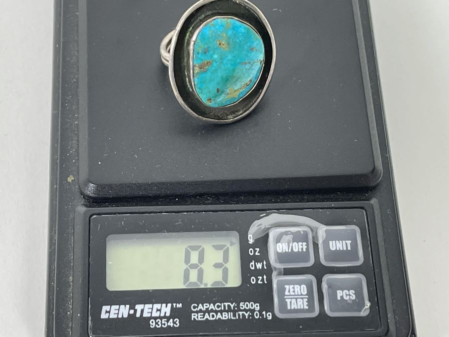 Vintage Turquoise Ring Size 6.75 8.3g [Photo 7]