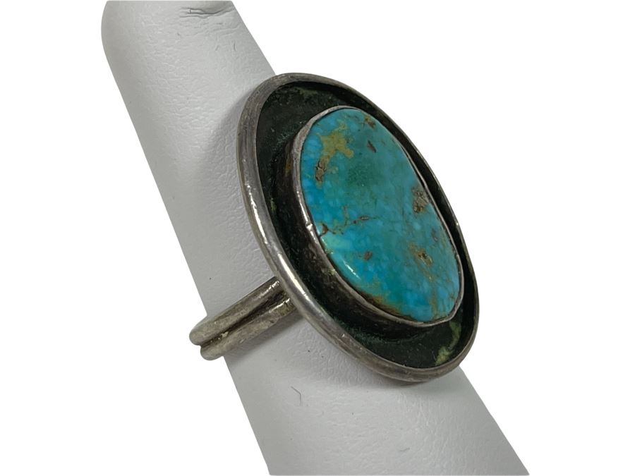 Vintage Turquoise Ring Size 6.75 8.3g [Photo 1]