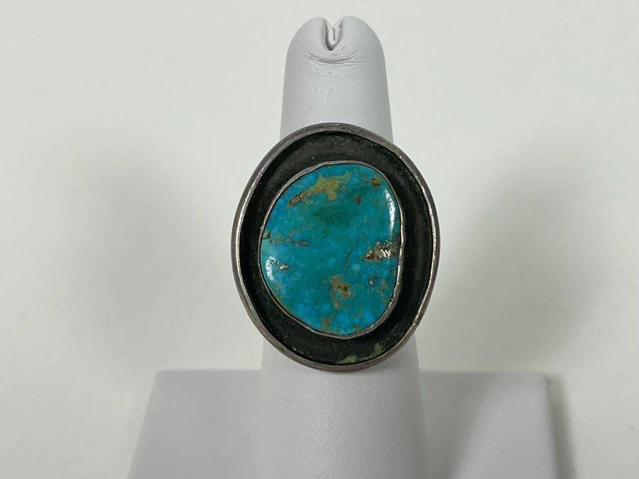 Vintage Turquoise Ring Size 6.75 8.3g [Photo 4]