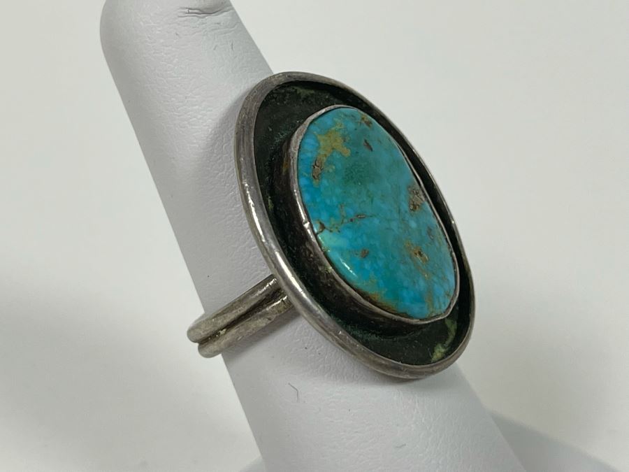 Vintage Turquoise Ring Size 6.75 8.3g [Photo 2]