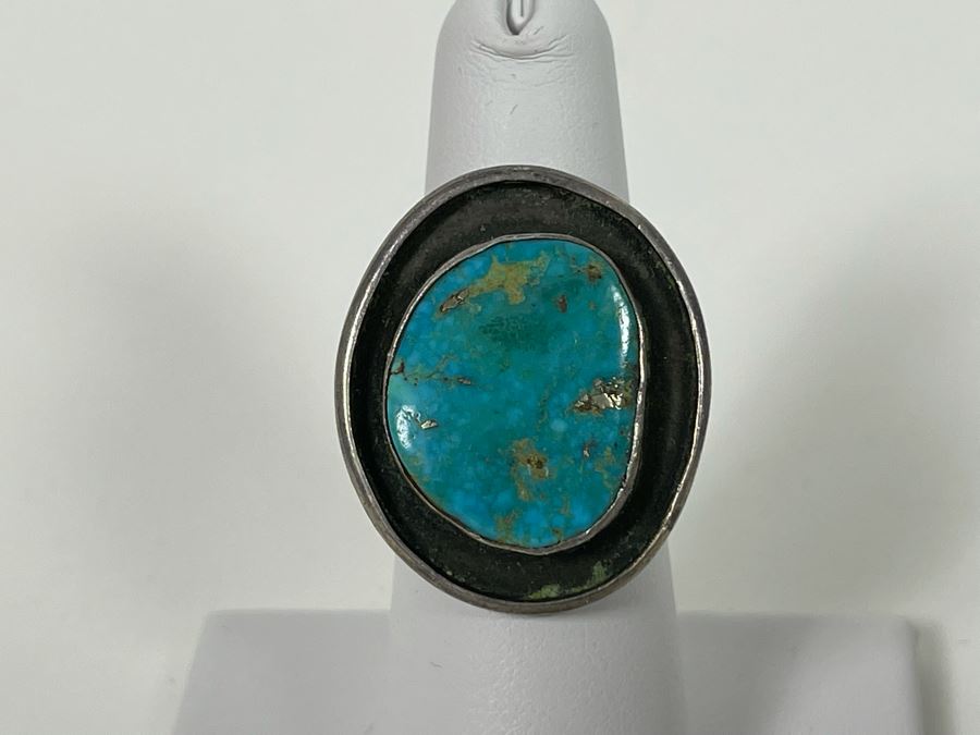 Vintage Turquoise Ring Size 6.75 8.3g [Photo 3]