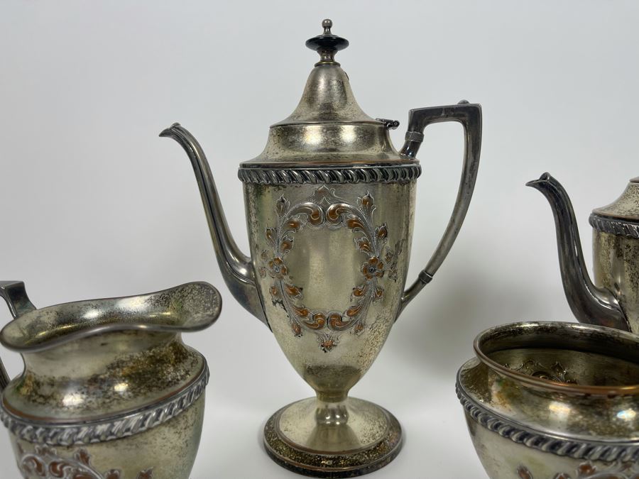 Hand Chased Silverplate Coffee And Tea Service  [Photo 4]