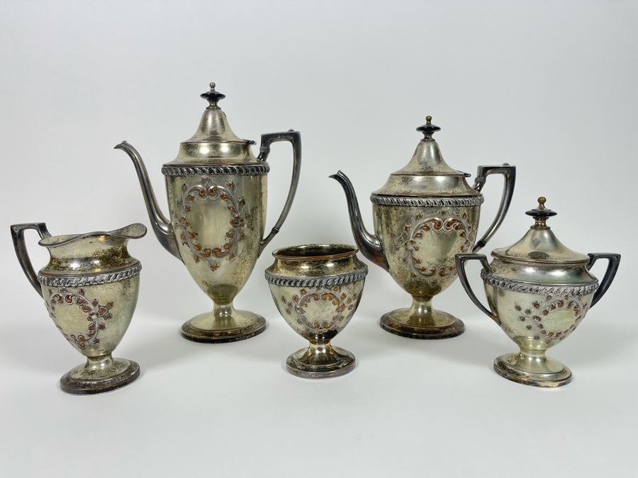 Hand Chased Silverplate Coffee And Tea Service  [Photo 2]